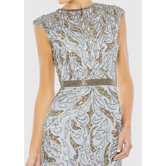 Mac Duggal 5532 Sz 4 Gown Dress Sequin Illusion Cap Sleeve - Picture 2 of 13